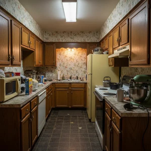 Kitchen before AI design transformation