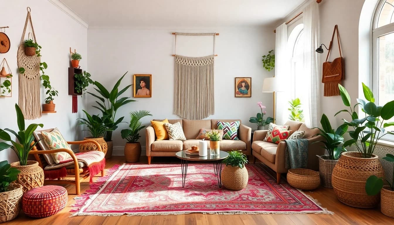 Bohemian style room design created with DecorAI AI Interior Design App